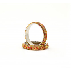 Pair Of Blingy Red and Golden Studded Bangles 